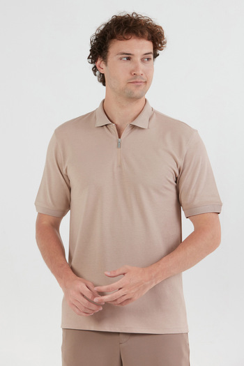 Fulla Moda Basic Polo Neck Half Zip T-Shirt