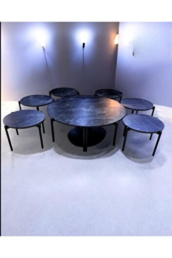 DEC13 6+1 round floor table set, modern and elegant design