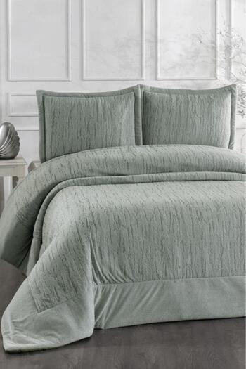 Çeyiz Diyarı Karmen Fiber Filled Double 250X255 cm Bedspread Sage