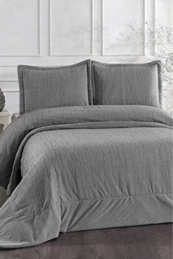 Çeyiz Diyarı Karmen Fiber Filled Double Size 250X255 cm Bedspread Gray