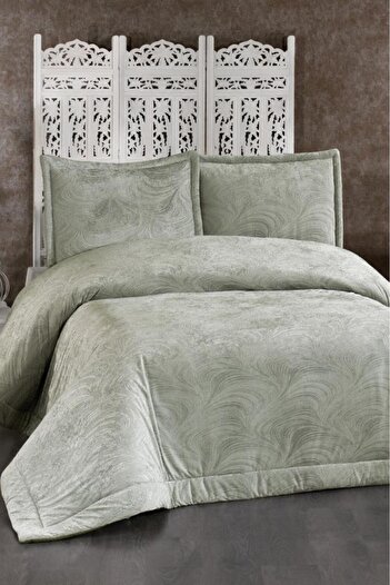 Çeyiz Diyarı Efsun Fiber Filled Double 250X255 cm Bedspread Sage