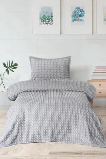 Çeyiz Diyarı Merino Twist Single Blanket Set Gray