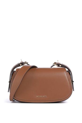 Michael Kors Women's Adjustable Shoulder Strap 100% Leather Metallic Logo Embossed Magnetic Closure Brown Shoulder
