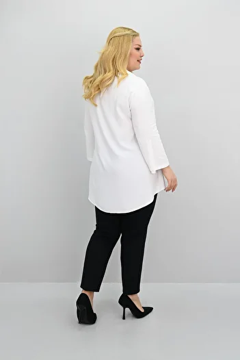 Koza Butik Women's Large Size Ruffle Detailed Shirt 1720-25-1