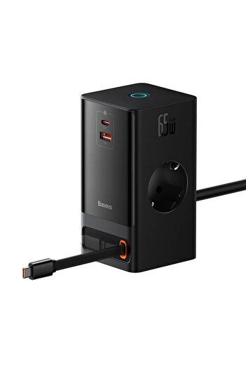 Baseus PowerCombo Digital PowerStrip mains charger, 2 AC outlets, 1x USB-C, 1x USB-A, USB-C