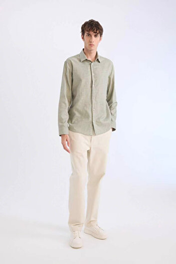 DeFacto Long Sleeve Light Khaki Men's Shirt D7394Ax/Kh499