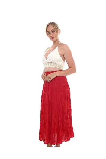 Lumessa Red Lined Crinkled Skirt