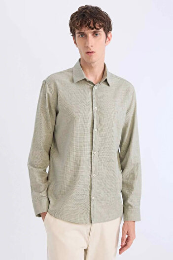 DeFacto Long Sleeve Light Khaki Men's Shirt D7394Ax/Kh499