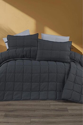Çeyiz Diyarı Cratos Comfort Double Bedspread Anthracite