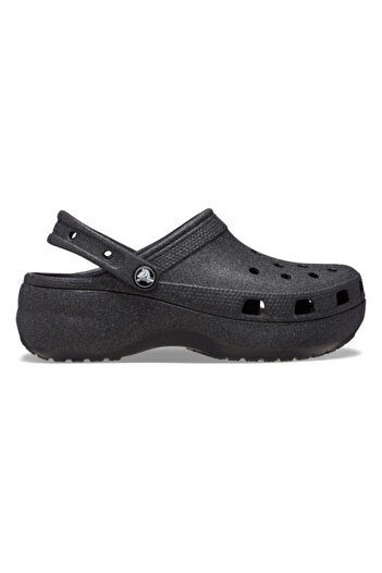 Crocs women's classic platform glitter clog - black