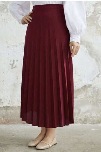 InStyle Luisa Waist Elastic Πλισέ Φούστα - Κόκκινη