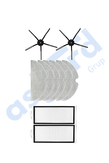 Asgard Grup Roborock Q7, Q7+, Q7 Max, Q7 Max+ Compatible 2 Side Brushes 2 Filters 6 Mops
