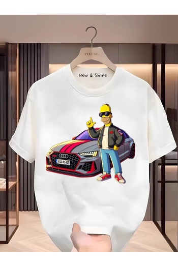 New Shine 1 T-Shirt Is a Gift for Purchases of 6 or More in the Cart - Simpson Car Printed Oversize T-Shirt