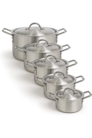 mastergold Aluminum Saucepan Set 10 Pcs (17–26 cm) | Pure Aluminum Pots with Steel Handles – All Stove Types