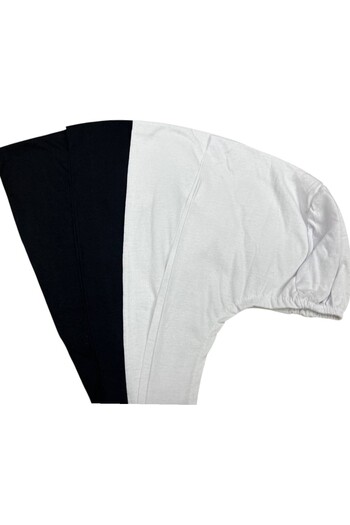 LA SEFA Seamless Lace Hijab Combed Cotton Bonnet 4Pcs- 2Black-2White-