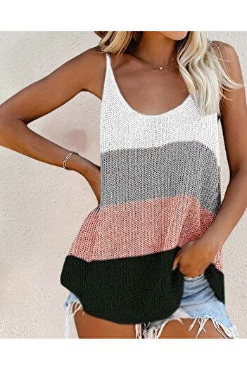 gl00my Mrpurple Women's Strappy Round Neck Casual Knitwear Blouse