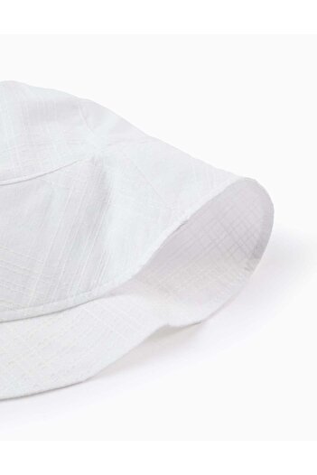 Ziddy Fabric Dobby Hat for Girls, White