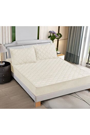OEM Quilted bed cover and 2 velvet pillowcases 180x200cm, with elastic, topper model