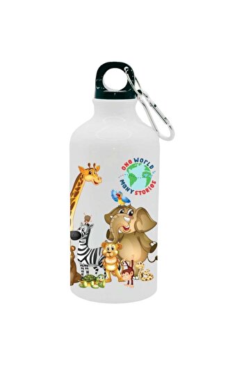 SiestaSafari Kids Water Bottle 500 ml One World Many Stories Animal Safari, for School, Sports, Travel