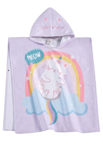 VEVİEN HOME Παιδική πετσέτα παραλίας Poncho με μοτίβο Meow