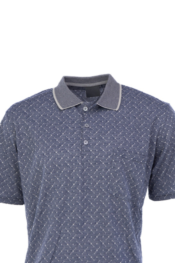 Oppland Men's T-Shirt Summer Pocket Short Sleeve Modern Jacquard Checkered Model Relaxed Cut Cotton Fabric