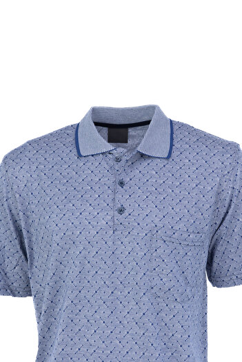 Oppland Men's T-Shirt Summer Pocket Short Sleeve Modern Jacquard Checkered Model Relaxed Cut Cotton Fabric