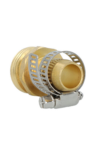 ACE 5/8inch Male Hose Mender with Clamp Gold and Silver