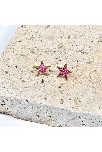 NARRU NARRU earrings, handmade, star-shaped, pink, Erica 05