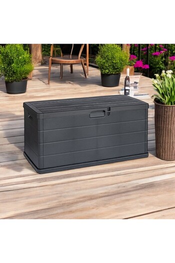 Progarden Ladă de depozitare pentru exterior, finisaj imitație lemn, polipropilenă, 340 L, 118 x 59 x 57 cm, antracit