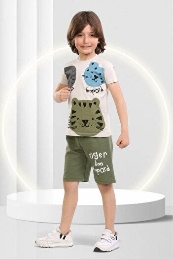 ruhaay Tiger Printed Boy's Short Sleeve Summer Shorts Bottom Top Suit