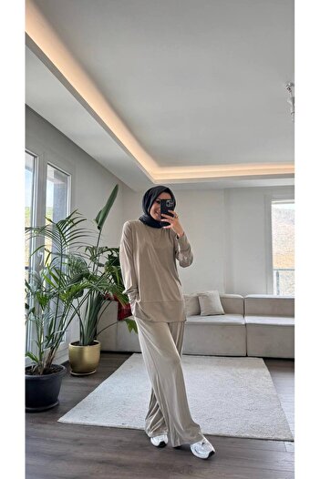 Suede Style 5715 - Şık Rahat Süprem Örgü Salaş Kadın Takım