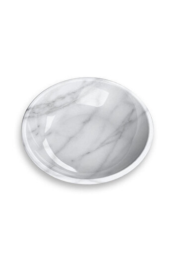 Tarhong Carrara Marble Saucer, 5.2" x 5.2" x 1.1"