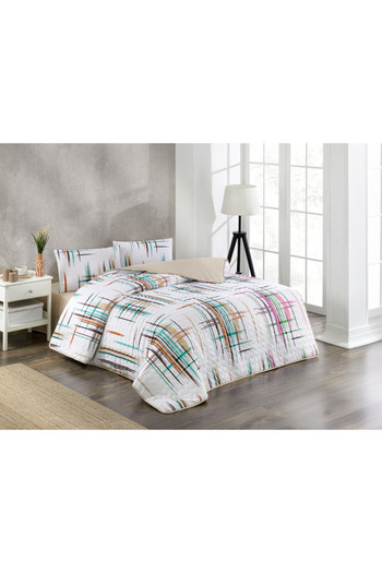 Kristal By Taç Crystal Geometric Four Seasons Quilted Single Quilt Can Be Placed Duvet Cover Set