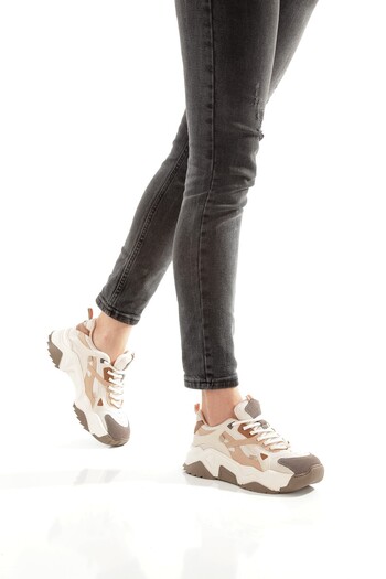 Modabuymus Muca Cream Brown Sneaker Thick Soled Sports Shoes
