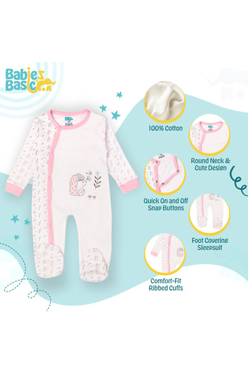 Babies Basic 100% Cotton Printed Long Sleeves Jumpsuit/Romper/Sleepsuit for babies