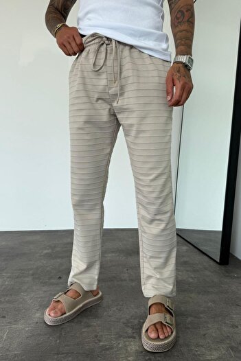 MADZEYMODA Men's Baggy Fit Loose Fit Beige Jogger with Elastic Waist Ke-5046