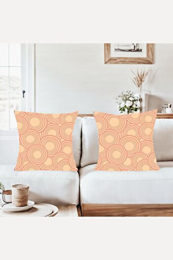 on the clouds Orange Circles Geometric Combination Hidden Zipper Throw Pillow Cover Sofa Pillowcase Set(2Pcs)