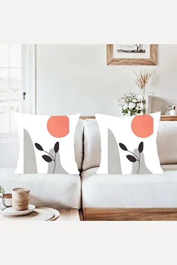 on the clouds Bohemian Style Orange Gray Pattern Combination Hidden Zipper Throw Pillow Cover Sofa Pillow Case Set (2Pcs)