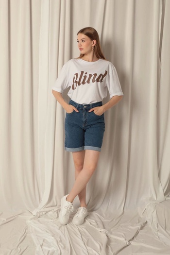 NOBLESTYLE Denim Fabric Women's Blue Shorts
