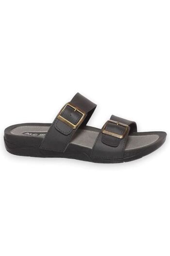 Demashoes Μαύρες Ορθοπεδικές Σόλα Διπλής Πόρπης Καθημερινές Κομψές Παντόφλες