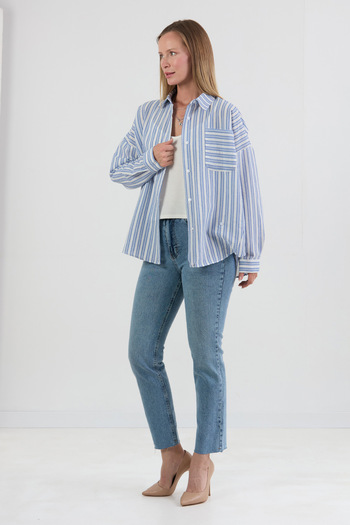 Fulla Moda Cămașă oversize cu corp în dungi