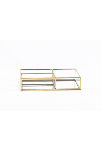 EsaDesign Glass Gold Three Compartment Jewelry Engagement Chocolate Accessory Box