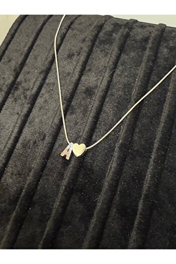 Gulsah's Store Çelik silver minimal kalpli harfli kolye