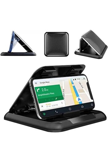 Manolex Suport auto pentru telefon cu protectie pentru soare, Montare pe bord, unghi reglabil, 3-7", ABS