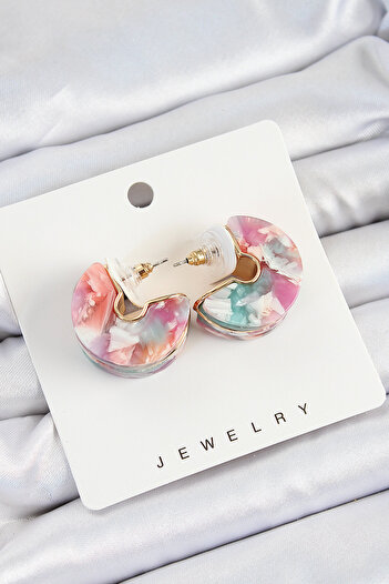 norsary Brass Marble Pattern Vintage Half Ring Model Gold Color Women's Earrings