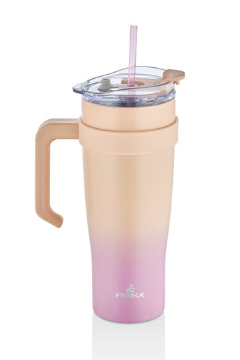 NESS HOME 304 Quality Stainless Steel 1000 ml Thermos with Straw Double Layer Color Transition, Leakproof Cup