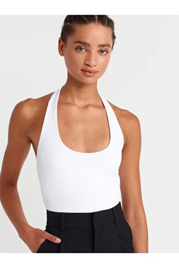 Dilvin 31753 Halter Neck Top-White