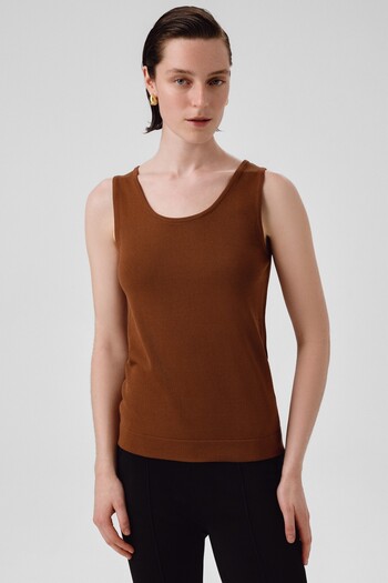 Triko Mısırlı Brown Thick Strap Round Neck Women's Tank Top
