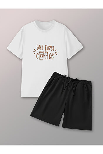 uyguntarz Αλλά Σετ σορτς First Coffee Print