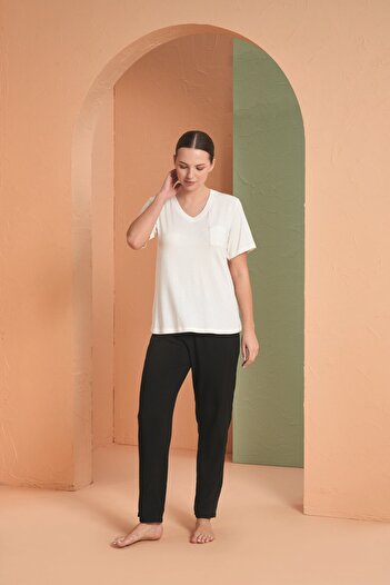 PJS Women's V-Neck Pajamas Set 27135